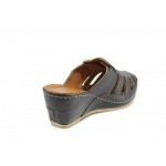 Черни ортопедични дамски чехли, естествена кожа - ежедневни обувки за пролетта и лятото N 100012853