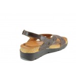 Кафяви анатомични дамски сандали, естествена кожа - ежедневни обувки за пролетта и лятото N 100012852