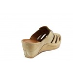 Бежови ортопедични дамски чехли, естествена кожа - ежедневни обувки за пролетта и лятото N 100012854