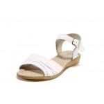 Бели анатомични дамски сандали, естествена кожа - ежедневни обувки за пролетта и лятото N 100012881