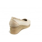 Бежови анатомични дамски обувки с платформа, естествена кожа - ежедневни обувки за пролетта и лятото N 100012880