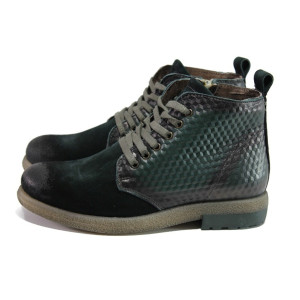 Зелени дамски боти, естествена кожа и естествена велурена кожа - всекидневни обувки за есента и зимата N 100012920