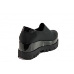 Черни дамски обувки с платформа, текстилна материя - всекидневни обувки за есента и зимата N 100012927