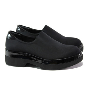 Черни дамски обувки с платформа, текстилна материя - всекидневни обувки за есента и зимата N 100012928