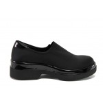 Черни дамски обувки с платформа, текстилна материя - всекидневни обувки за есента и зимата N 100012928