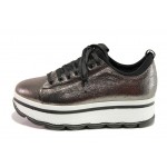 Сиви спортни дамски обувки, здрава еко-кожа - ежедневни обувки за целогодишно ползване N 100012968