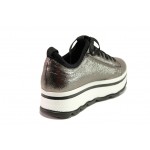 Сиви спортни дамски обувки, здрава еко-кожа - ежедневни обувки за целогодишно ползване N 100012968