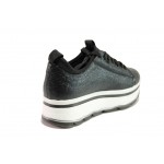 Черни спортни дамски обувки, здрава еко-кожа - ежедневни обувки за целогодишно ползване N 100012967