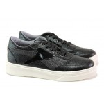 Черни спортни дамски обувки, здрава еко-кожа - ежедневни обувки за целогодишно ползване N 100012971