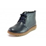 Сини дамски боти, естествена кожа - ежедневни обувки за есента и зимата N 100012964