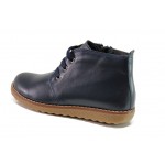 Сини дамски боти, естествена кожа - ежедневни обувки за есента и зимата N 100012964