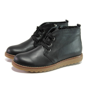 Черни дамски боти, естествена кожа - всекидневни обувки за есента и зимата N 100012965