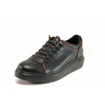 Анатомични черни дамски обувки с равна подметка, естествена кожа - спортни обувки за пролетта и есента N 100012960