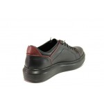 Анатомични черни дамски обувки с равна подметка, естествена кожа - спортни обувки за пролетта и есента N 100012960