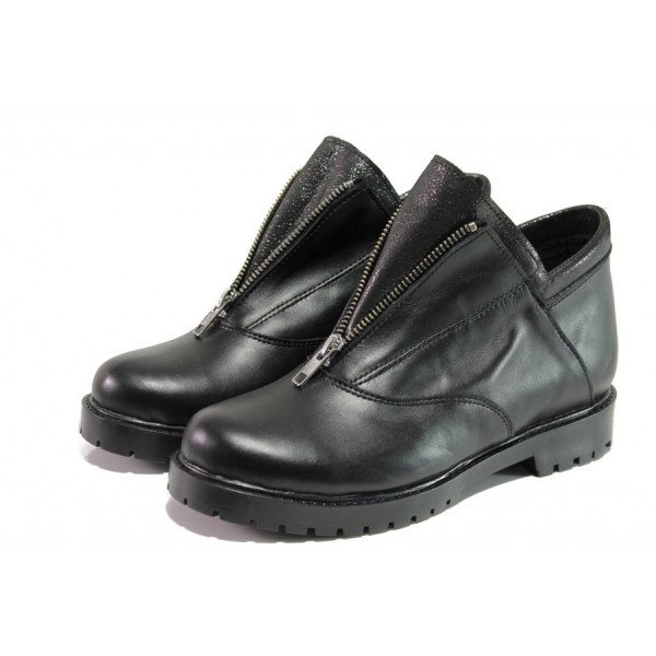 Анатомични черни дамски боти, естествена кожа - всекидневни обувки за есента и зимата N 100012989