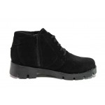 анатомични черни дамски боти, естествен велур - всекидневни обувки за есента и зимата N 100012993