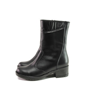 Анатомични черни дамски боти, естествена кожа - ежедневни обувки за есента и зимата N 100013056