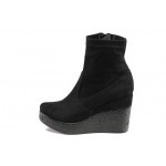 Черни дамски боти, качествен еко-велур - ежедневни обувки за есента и зимата N 100013185