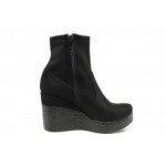 Черни дамски боти, качествен еко-велур - ежедневни обувки за есента и зимата N 100013185