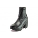 Черни дамски боти, здрава еко-кожа - ежедневни обувки за есента и зимата N 100013183