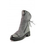 Сиви дамски боти, здрава еко-кожа - ежедневни обувки за есента и зимата N 100013190