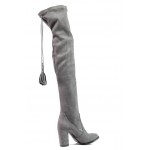 Сиви дамски ботуши, текстилна материя - ежедневни обувки за есента и зимата N 100013191