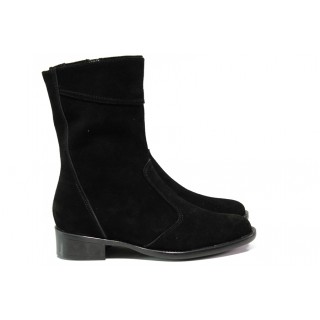 Анатомични черни дамски боти, естествен велур - ежедневни обувки за есента и зимата N 100013222