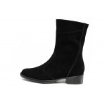 Анатомични черни дамски боти, естествен велур - ежедневни обувки за есента и зимата N 100013222