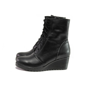 Анатомични черни дамски боти, естествена кожа - ежедневни обувки за есента и зимата N 100013220