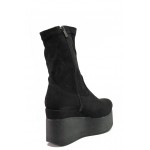 Черни дамски боти, качествен еко-велур - ежедневни обувки за есента и зимата N 100013231