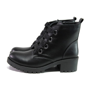 Анатомични черни дамски боти, естествена кожа - ежедневни обувки за есента и зимата N 100013254