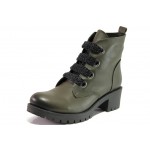 Анатомични зелени дамски боти, естествена кожа - ежедневни обувки за есента и зимата N 100013253
