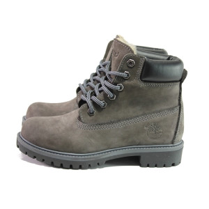 Сиви юношески боти, естествена кожа - ежедневни обувки за есента и зимата N 100013321