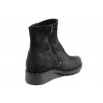 Ортопедични черни дамски боти, естествен набук - ежедневни обувки за есента и зимата N 100013327