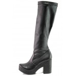 Черни дамски ботуши, здрава еко-кожа - ежедневни обувки за есента и зимата N 100013324