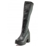 Черни дамски ботуши, здрава еко-кожа - ежедневни обувки за есента и зимата N 100013324