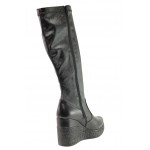 Черни дамски ботуши, здрава еко-кожа - ежедневни обувки за есента и зимата N 100013323