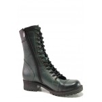 Зелени дамски боти, естествена кожа - ежедневни обувки за есента и зимата N 100013376