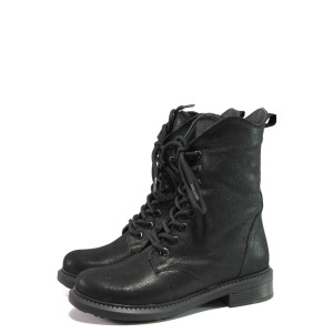 Черни дамски боти, естествена кожа - ежедневни обувки за есента и зимата N 100013378