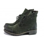 Зелени дамски боти, естествен велур - ежедневни обувки за есента и зимата N 100013393