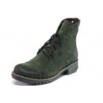 Зелени дамски боти, естествен велур - ежедневни обувки за есента и зимата N 100013393