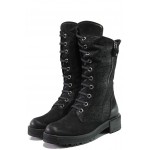 Черни дамски боти, естествен набук - ежедневни обувки за есента и зимата N 100013411