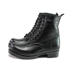 Анатомични черни дамски боти, естествена кожа - ежедневни обувки за есента и зимата N 100013410