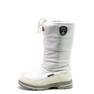 Бели дамски ботуши, текстилна материя - ежедневни обувки за есента и зимата N 100013439