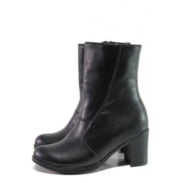 Анатомични черни дамски боти, естествена кожа - ежедневни обувки за есента и зимата N 100013466