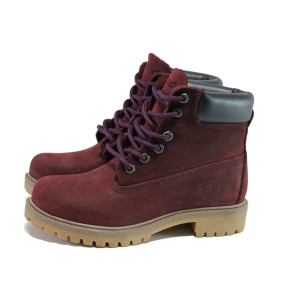 Винени дамски боти, естествен набук - ежедневни обувки за есента и зимата N 100013476