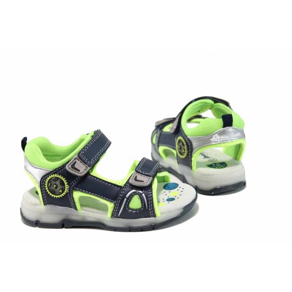 Сини анатомични детски сандали, здрава еко-кожа - ежедневни обувки за пролетта и лятото N 100012666