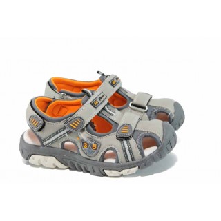 Сиви анатомични детски сандали, здрава еко-кожа - ежедневни обувки за пролетта и лятото N 100012663