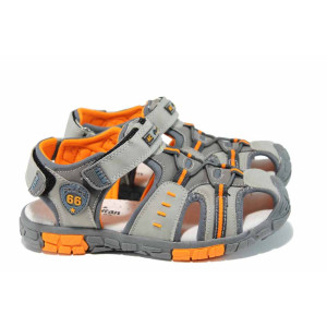 Сиви анатомични детски сандали, здрава еко-кожа - ежедневни обувки за пролетта и лятото N 100012661