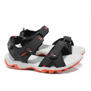 Черни анатомични детски сандали, здрава еко-кожа - ежедневни обувки за пролетта и лятото N 100012659